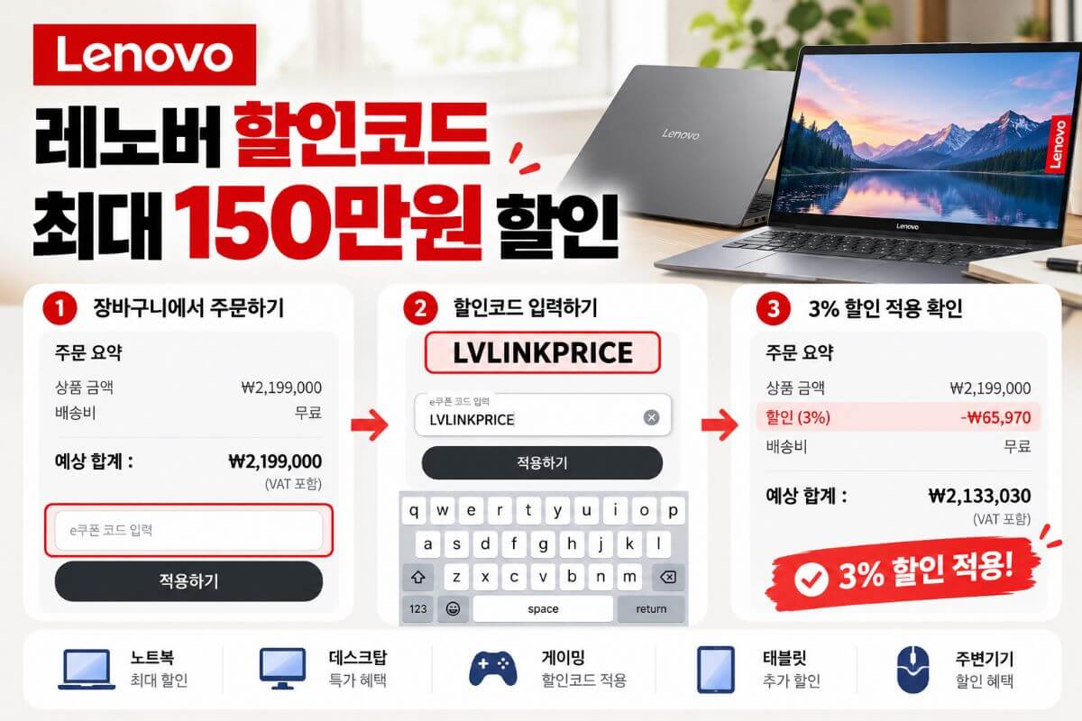 레노버 할인코드 사용방법